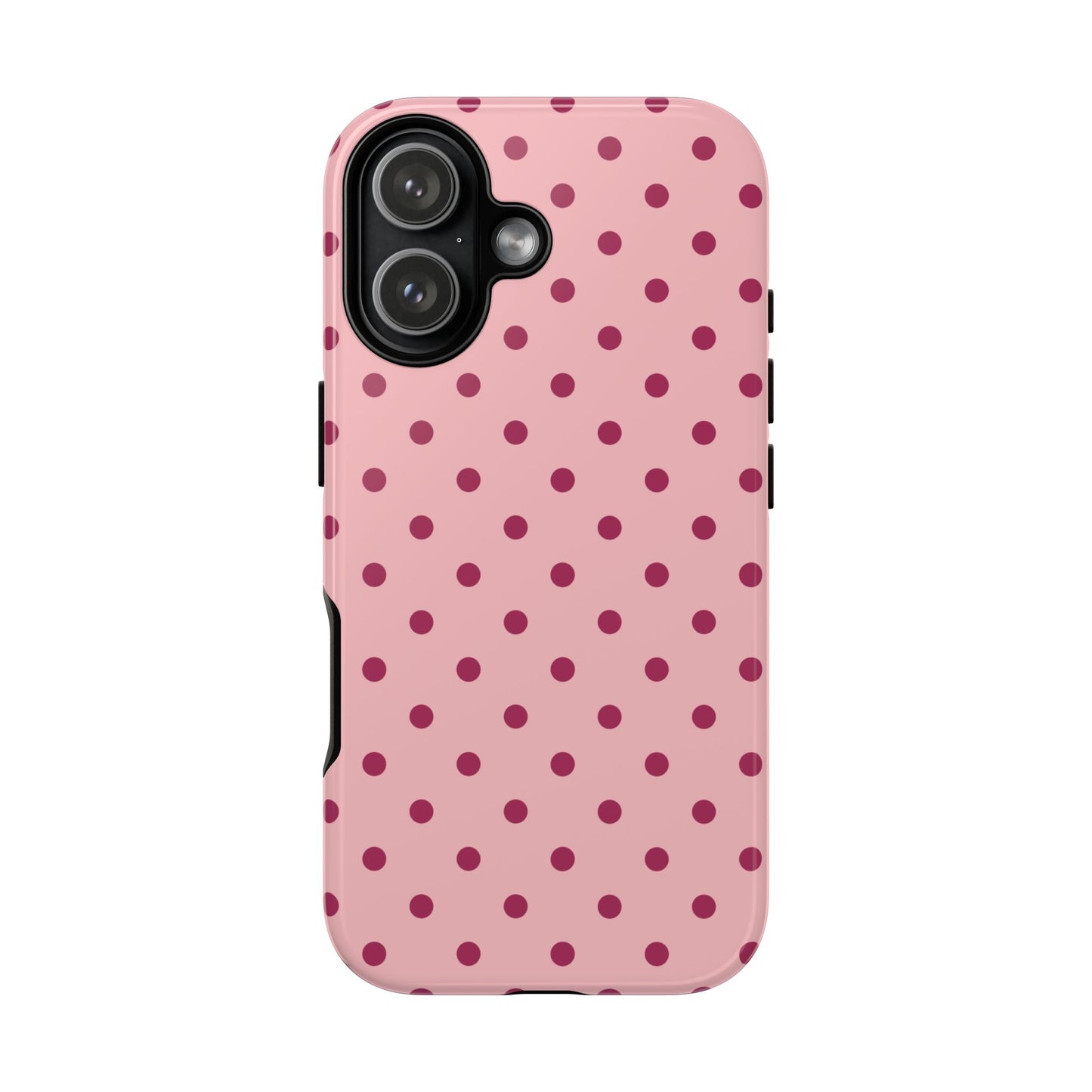 iPhone 17 / Glossy Phone Case - ’Pink with Red Dot Pattern’ Phone Case