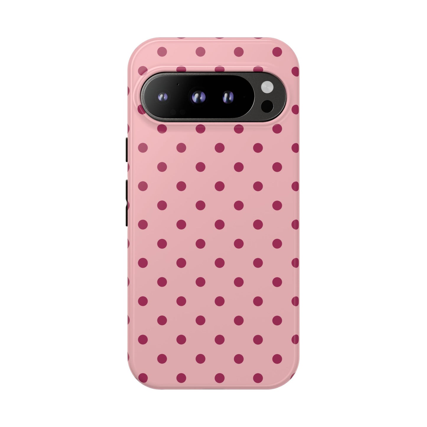 Google Pixel 9 Pro / Glossy Phone Case - ’Pink with Red Dot Pattern’ Phone Case