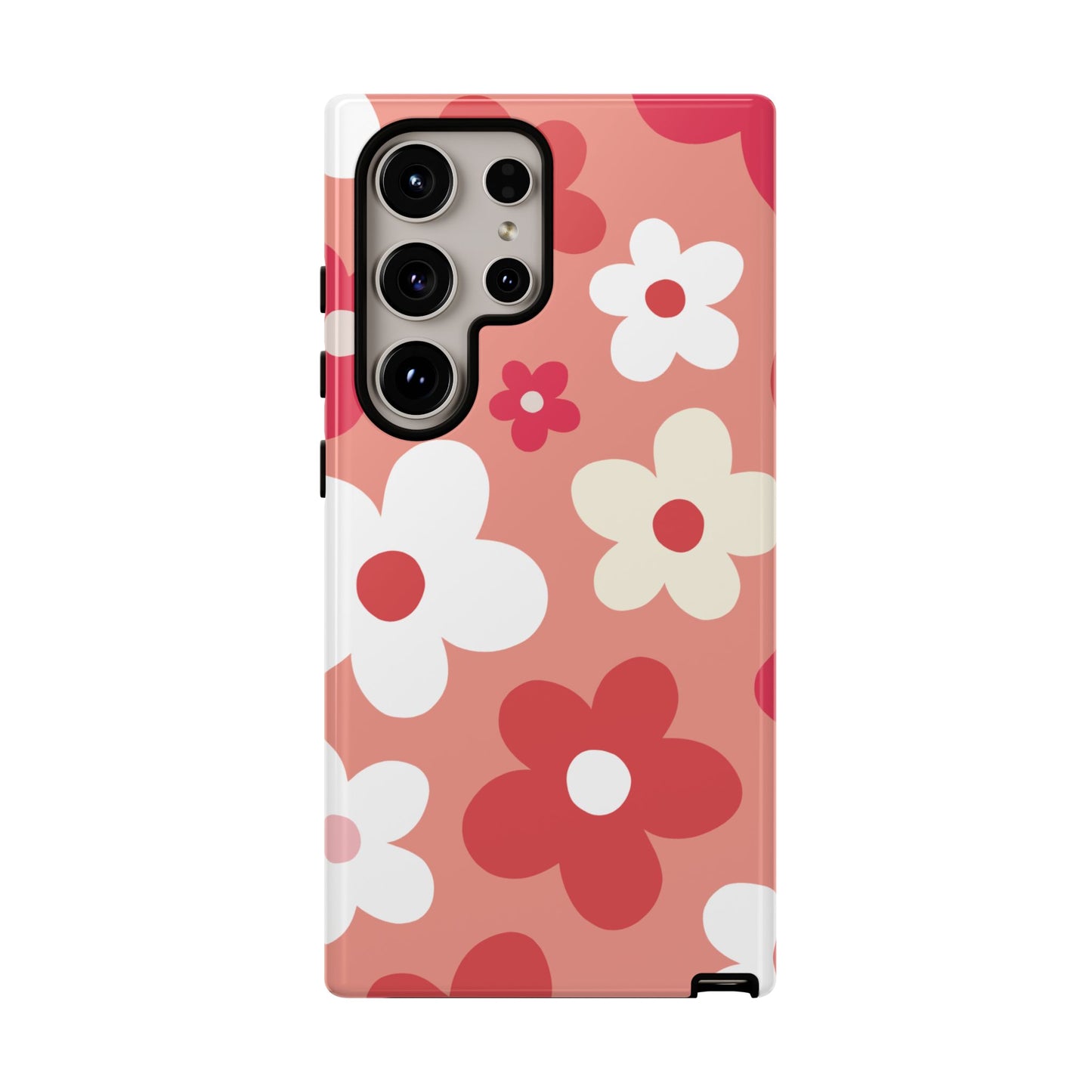 Samsung Galaxy S24 Ultra / Glossy Phone Case - ’Pink Daisy Pattern’ Phone Case