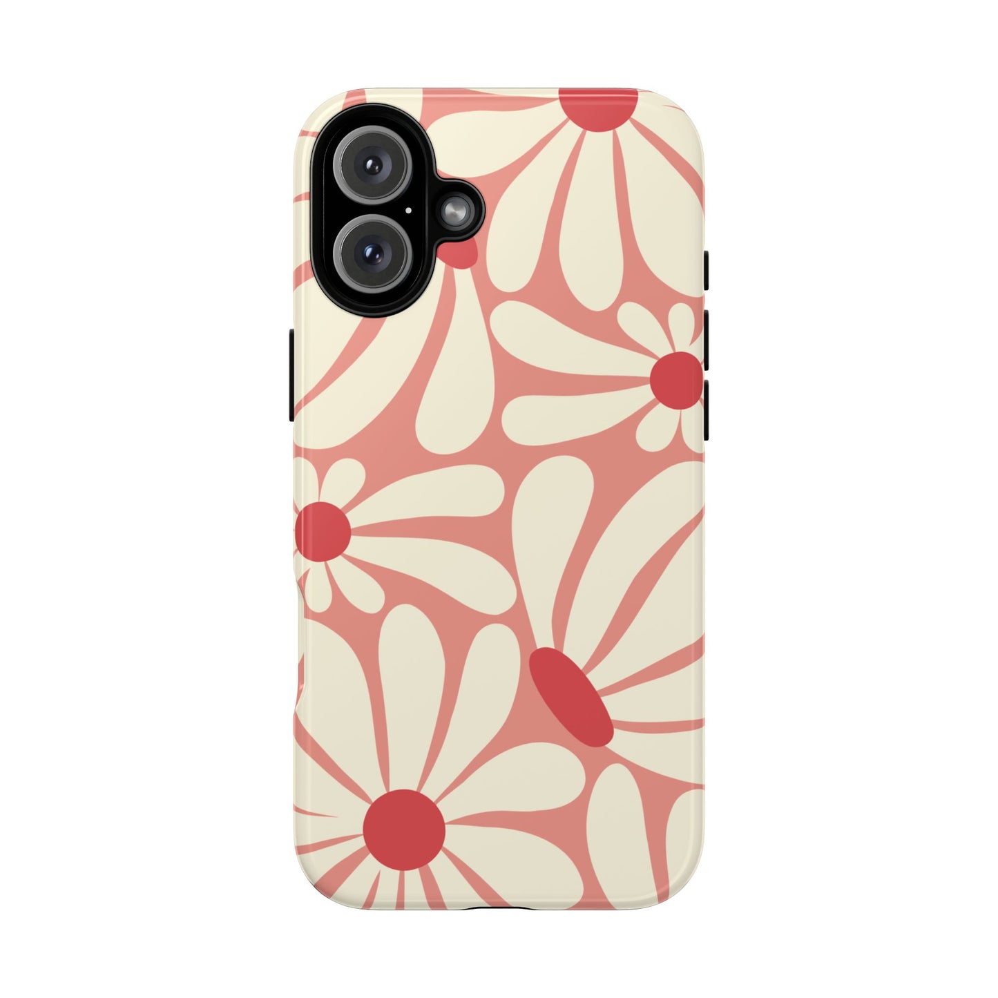 iPhone 16 Plus / Glossy Phone Case - ’Retro Pink Daisy Pattern’ Phone Case