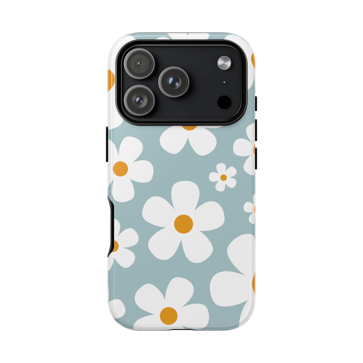 iPhone 17 Pro / Glossy Phone Case - ’Blue Daisy Pattern’ Phone Case