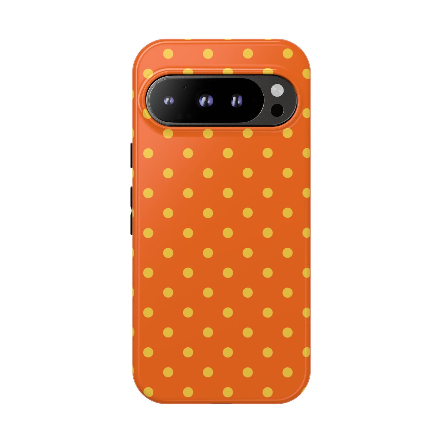 Google Pixel 9 Pro / Glossy Phone Case - Trendy Orange & Yellow Dot Pattern Phone Case
