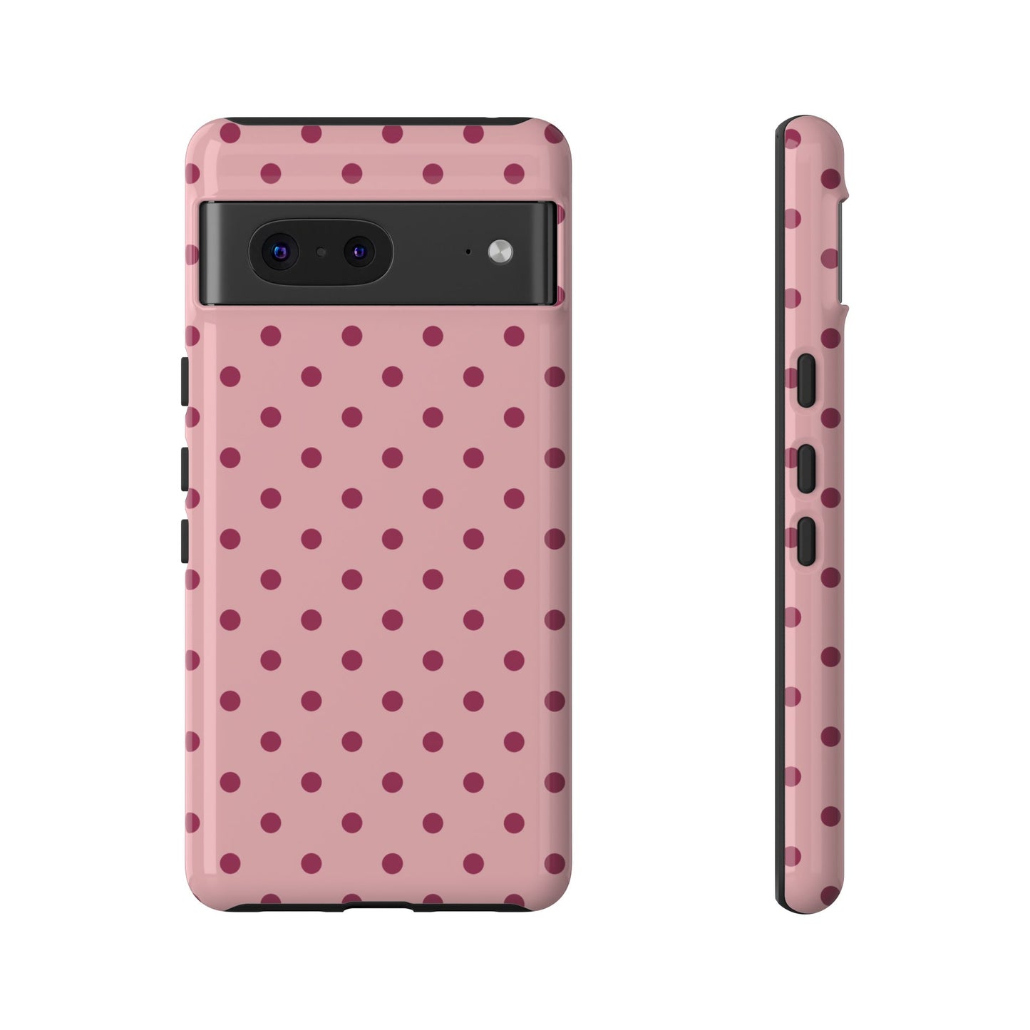 Google Pixel 7 / Glossy Phone Case - ’Pink with Red Dot Pattern’ Phone Case