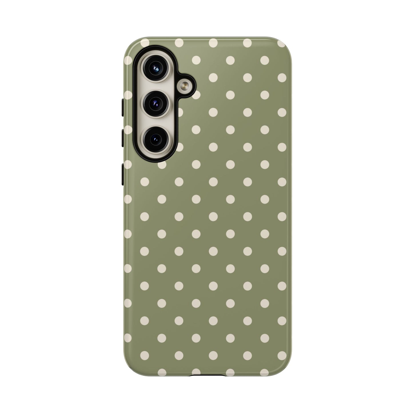 Samsung Galaxy S24 Plus / Glossy Phone Case - ’Green & White Dot Pattern’ Phone Case