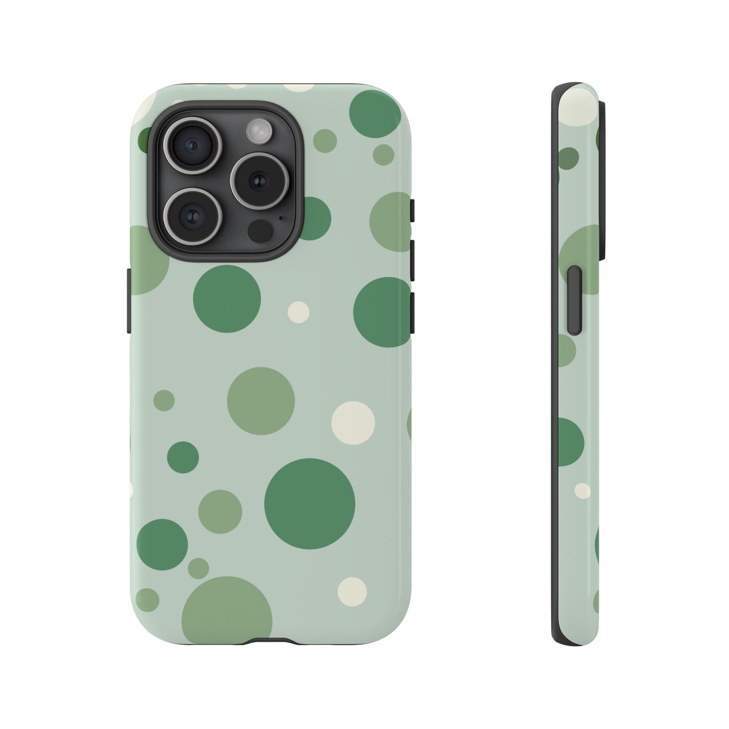 iPhone 15 Pro / Glossy Phone Case - ’Bold Green Dot Pattern’ Phone Case