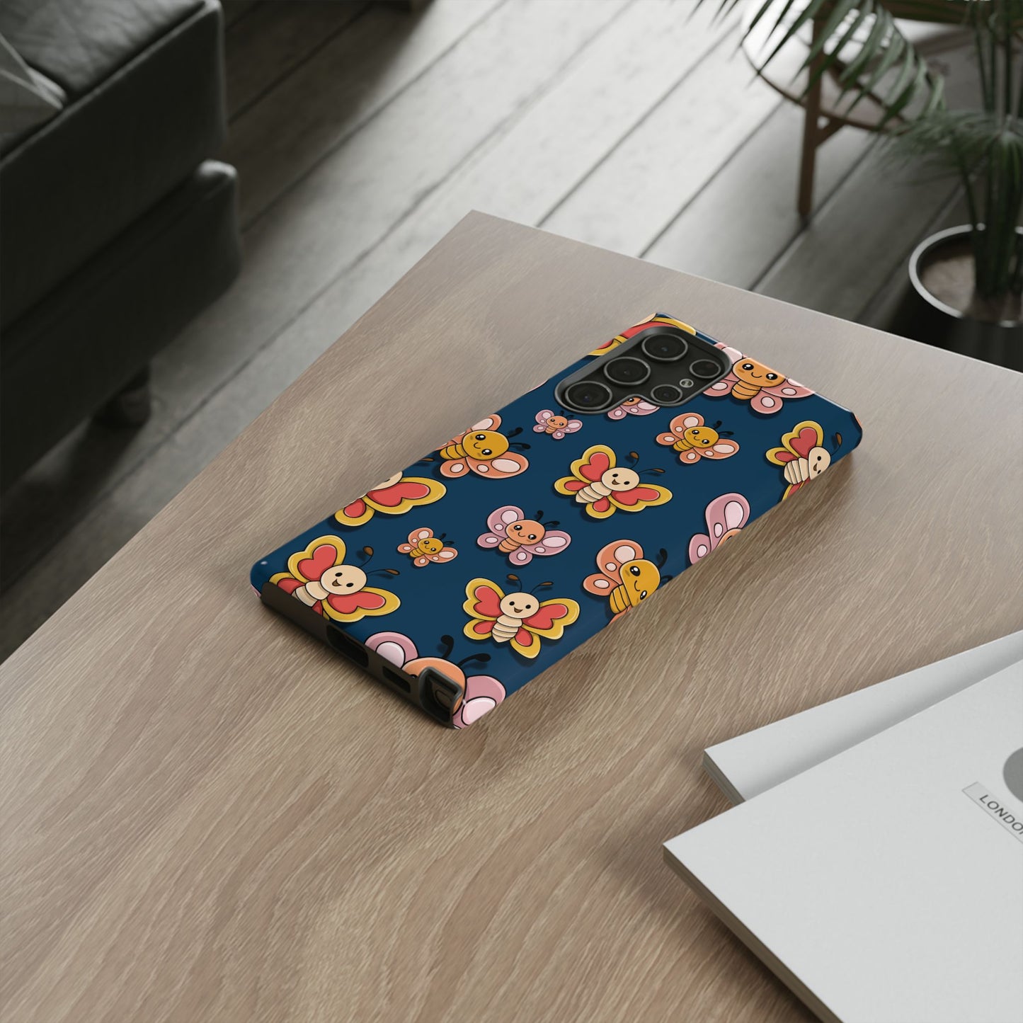 Dark Blue Butterfly Sticker Design Phone Case - Blue Phone Case