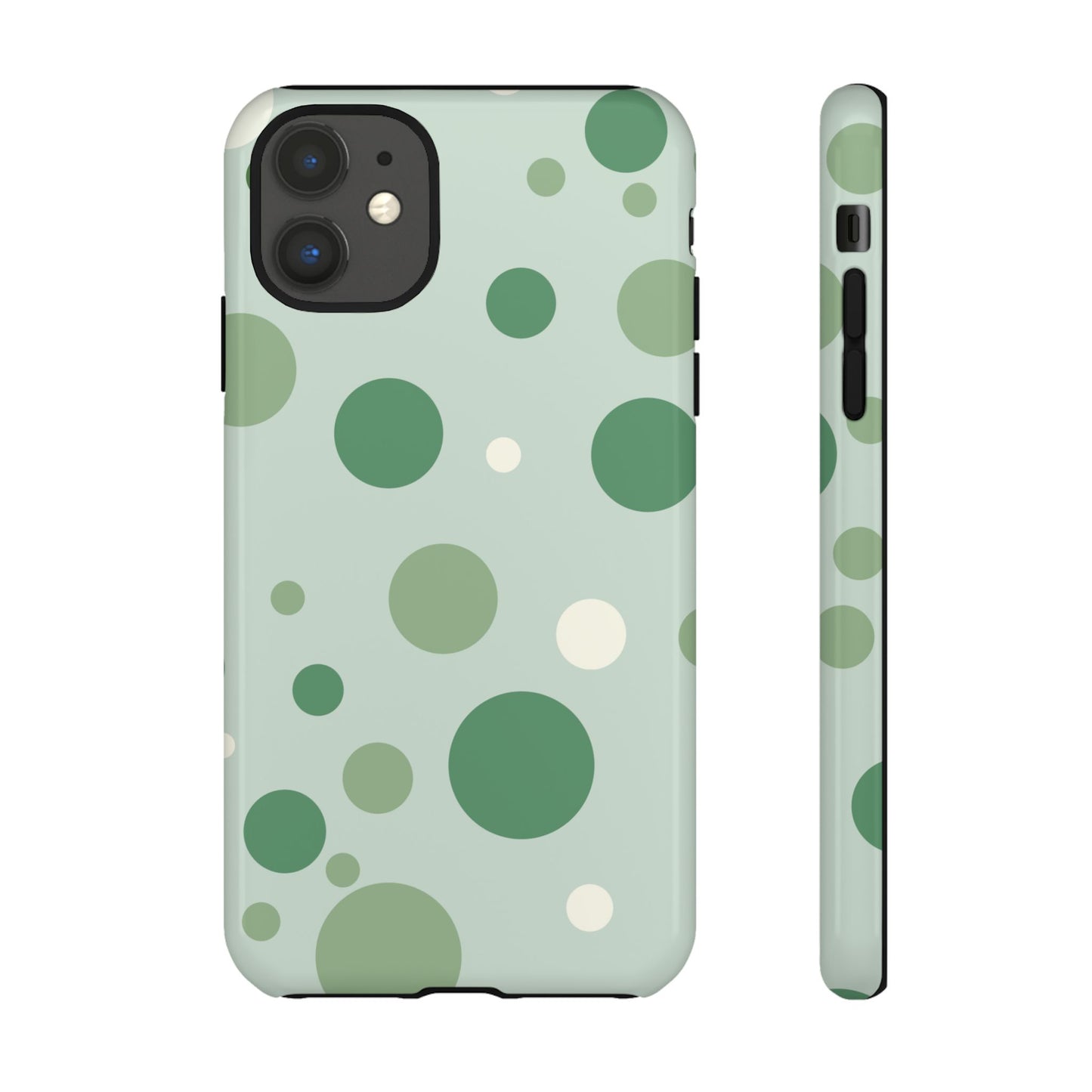 iPhone 11 / Glossy Phone Case - ’Bold Green Dot Pattern’ Phone Case