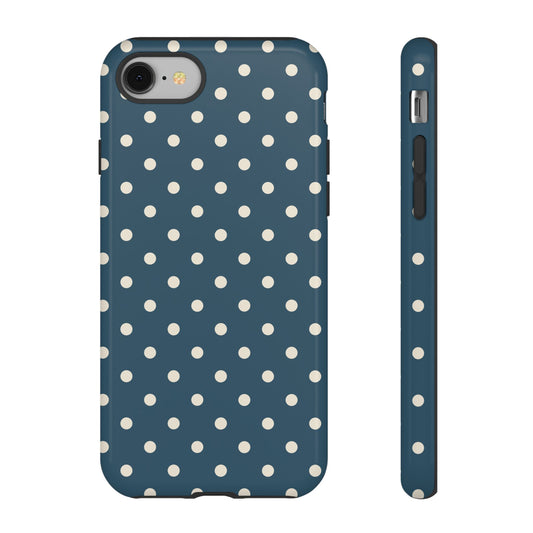 iPhone 8 / Glossy Phone Case - ’Blue & White Dot Pattern’ Phone Case