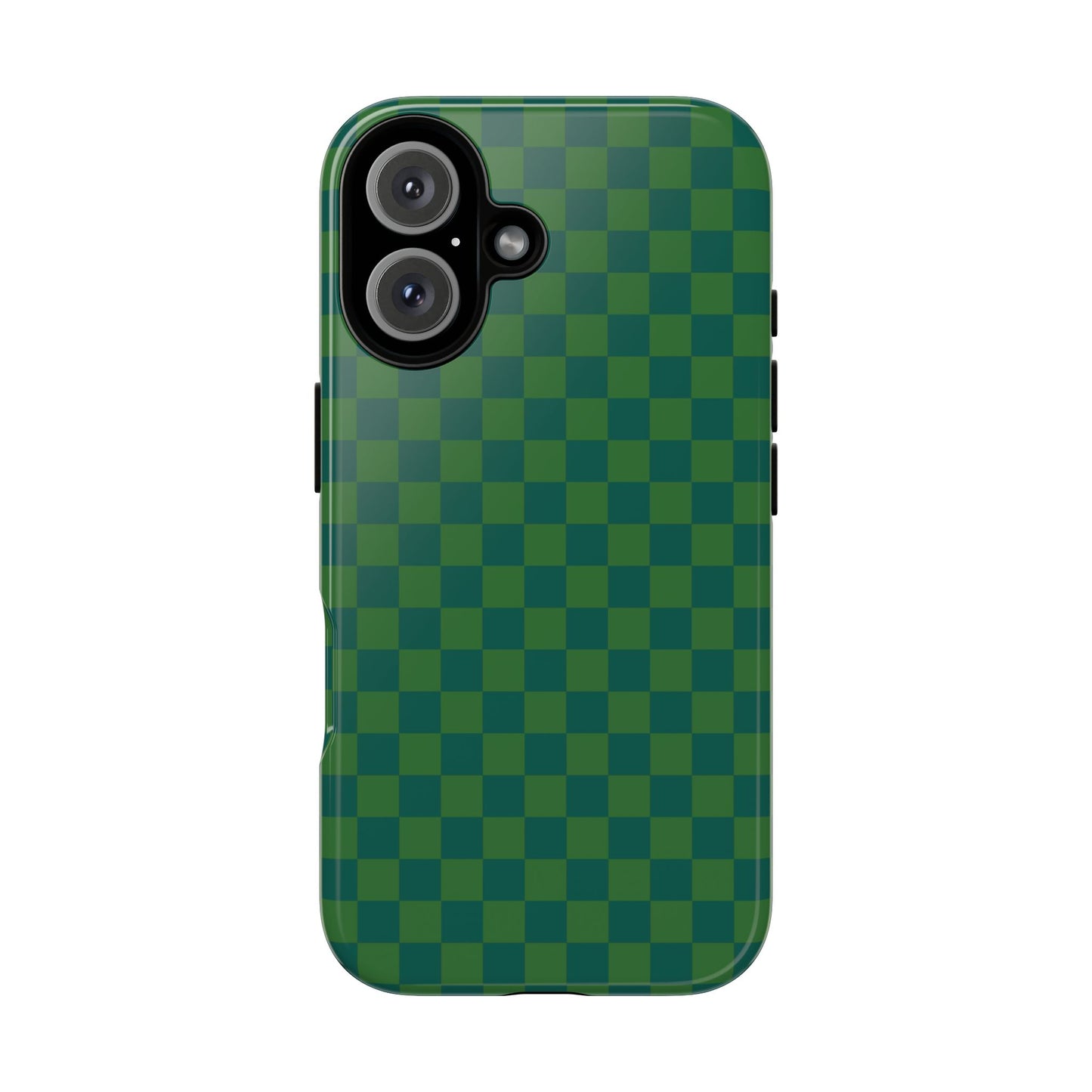 iPhone 16 / Glossy Phone Case - ’Bold Green Checkered Pattern’ Phone Case