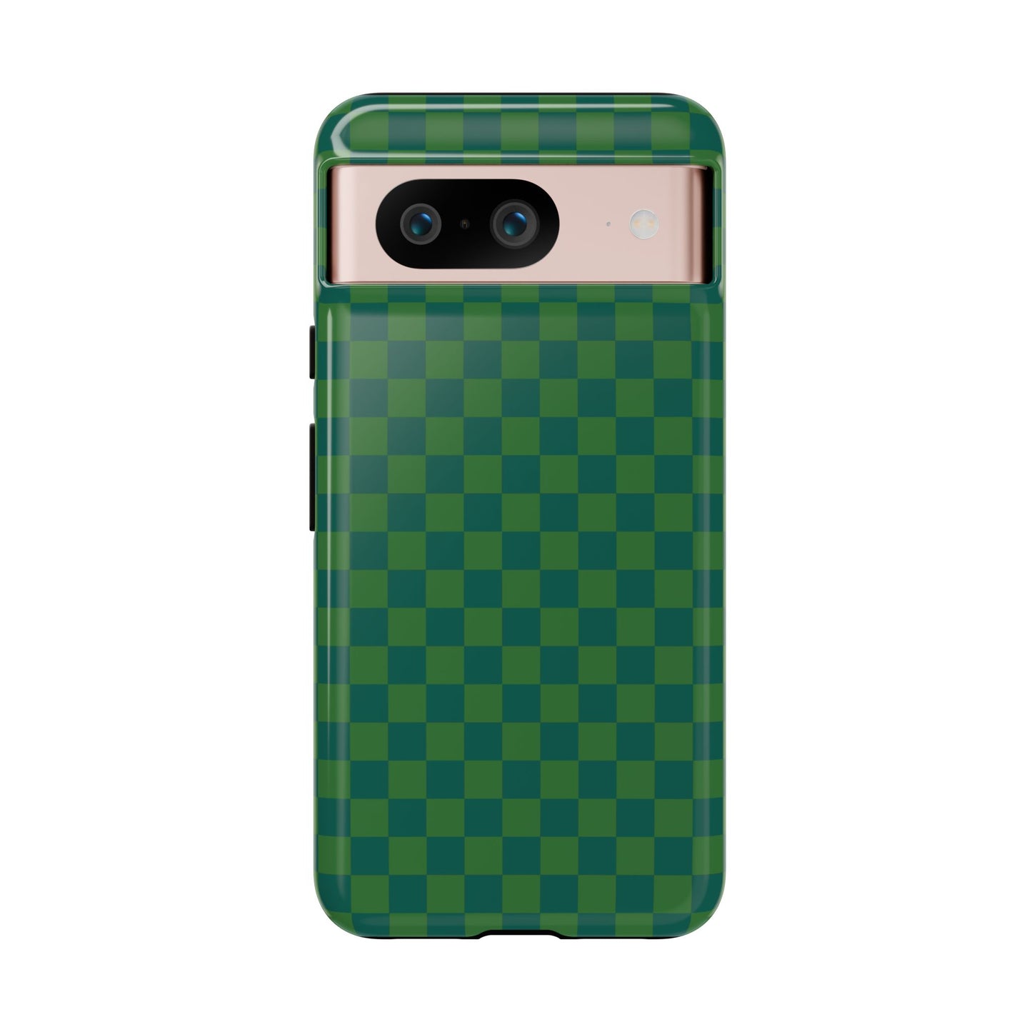 Google Pixel 8 / Glossy Phone Case - ’Bold Green Checkered Pattern’ Phone Case