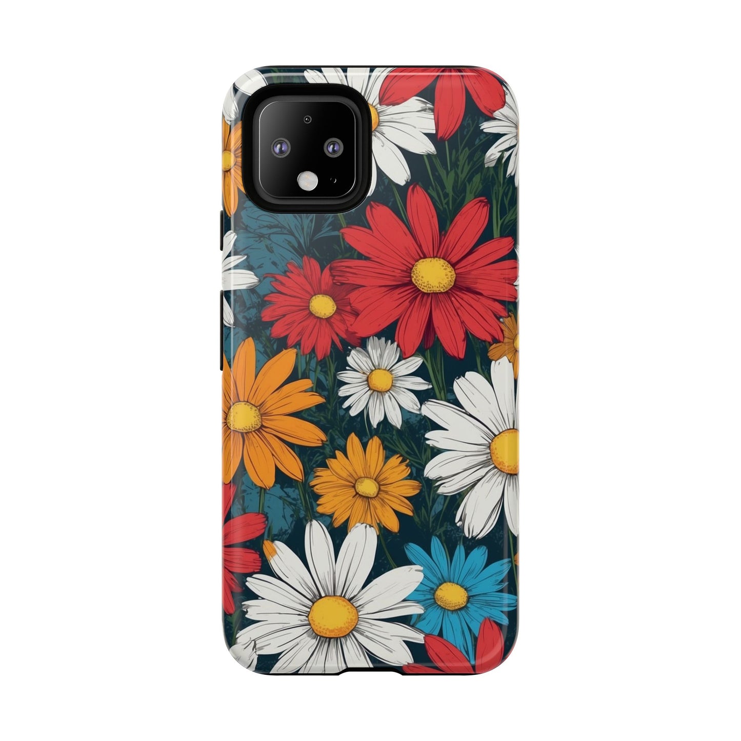 Pop Art Daisies Illustration "Red & Orange" Phone Case