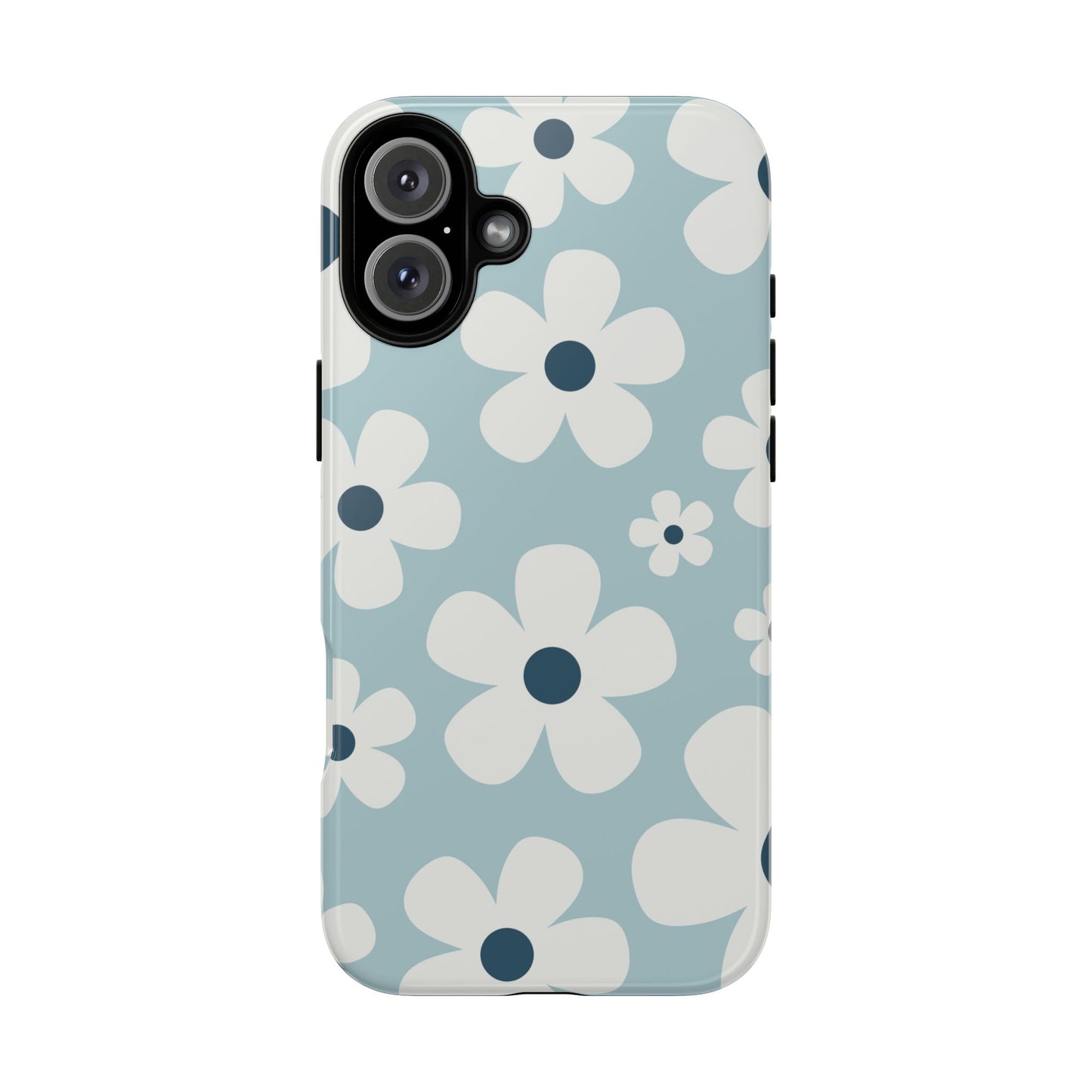 iPhone 16 Plus / Glossy Phone Case - Cute Light Blue Daisy Pattern Phone Case