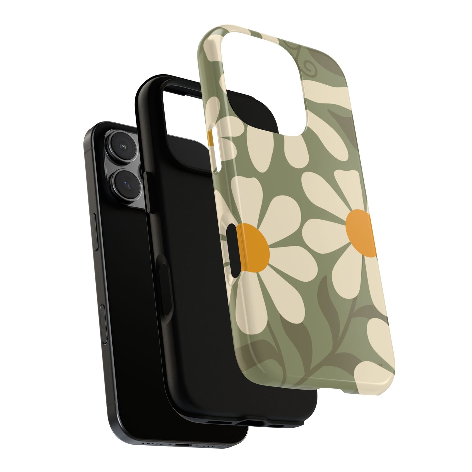 Phone Case - ’Retro Green Daisy Pattern #2’ Phone Case