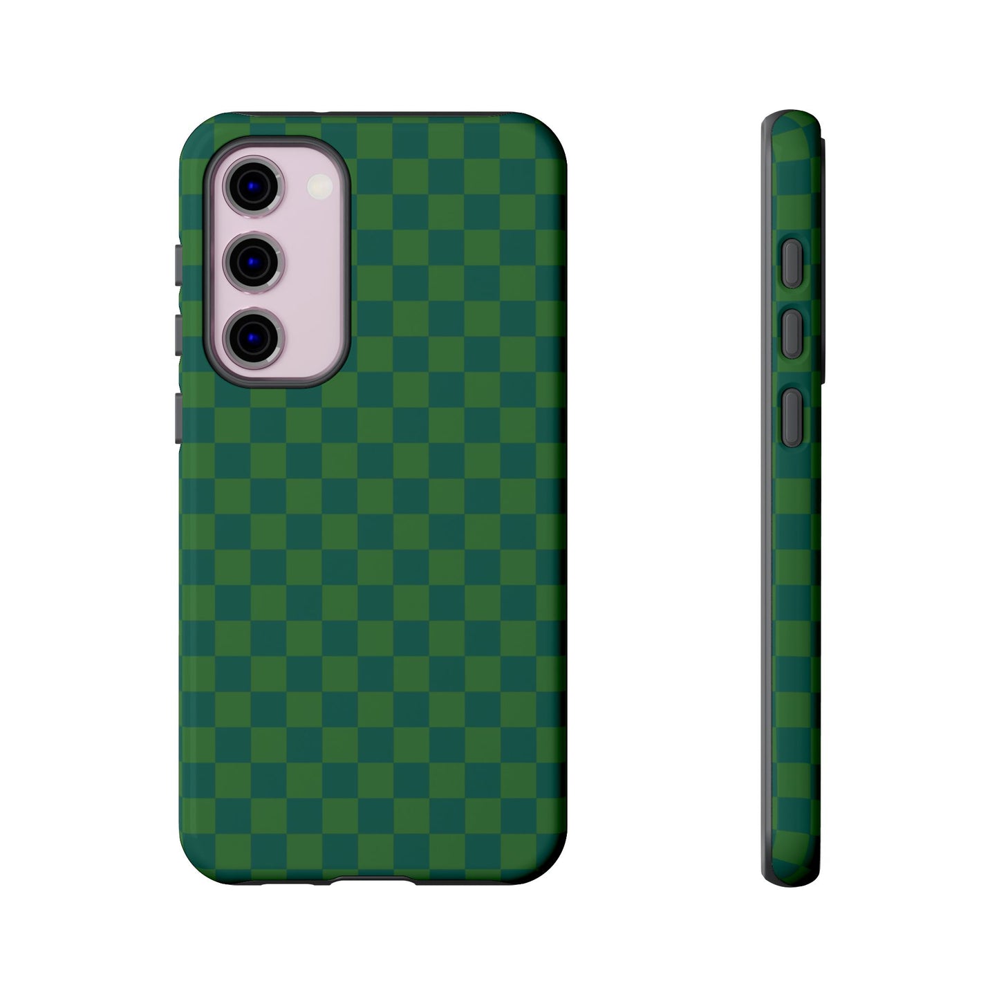 Samsung Galaxy S23 Plus / Glossy Phone Case - ’Bold Green Checkered Pattern’ Phone Case