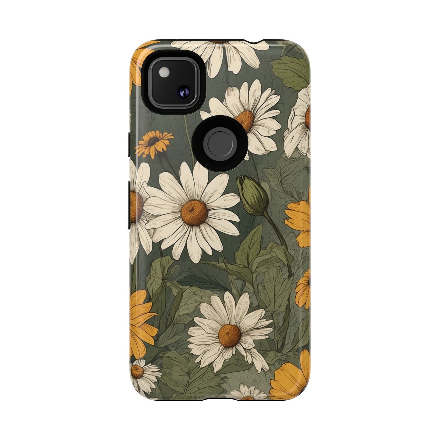 Boho Chic Daisies Floral Pattern "White & Yellow" Phone Case