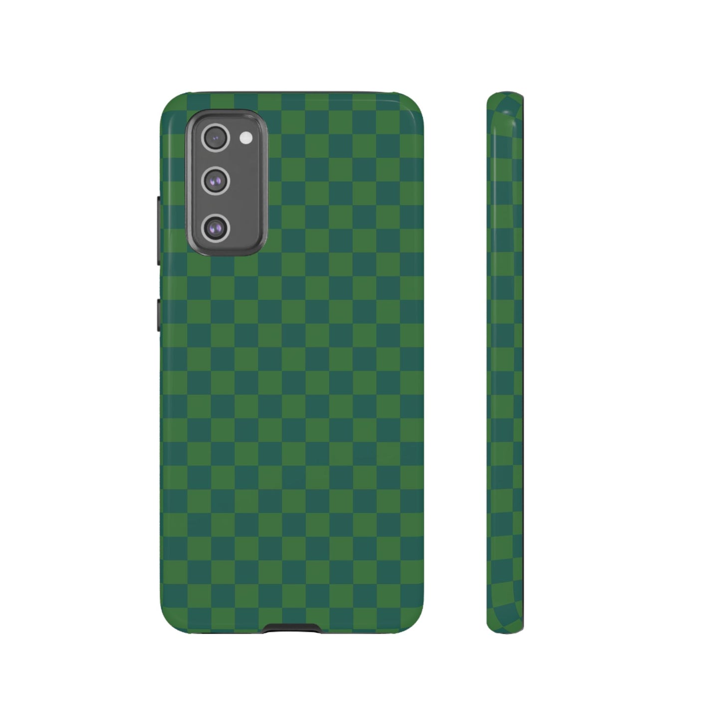 Samsung Galaxy S20 FE / Glossy Phone Case - ’Bold Green Checkered Pattern’ Phone Case