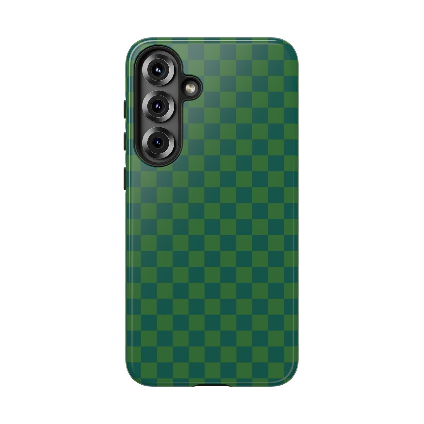 Samsung Galaxy S25 Plus / Glossy Phone Case - ’Bold Green Checkered Pattern’ Phone Case