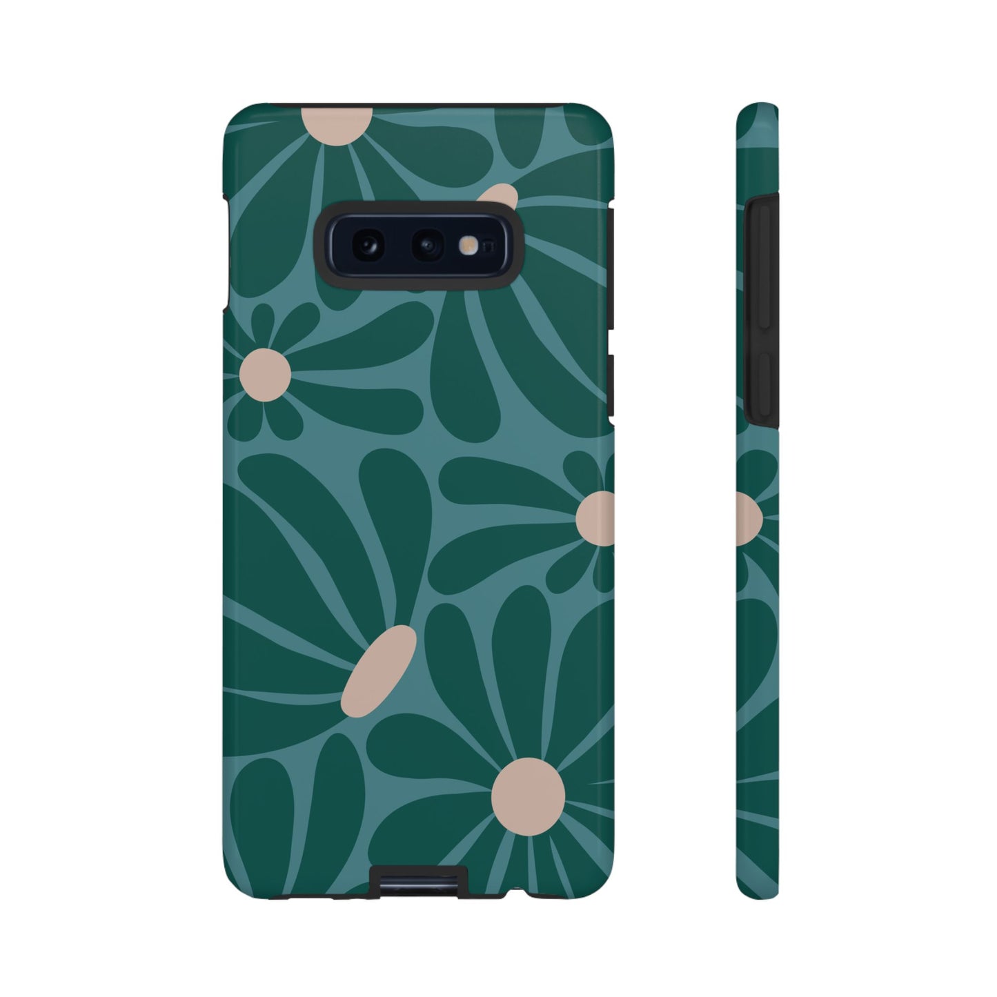 Samsung Galaxy S10E / Glossy Phone Case - ’Retro Turquoise Daisy Pattern’ Phone Case