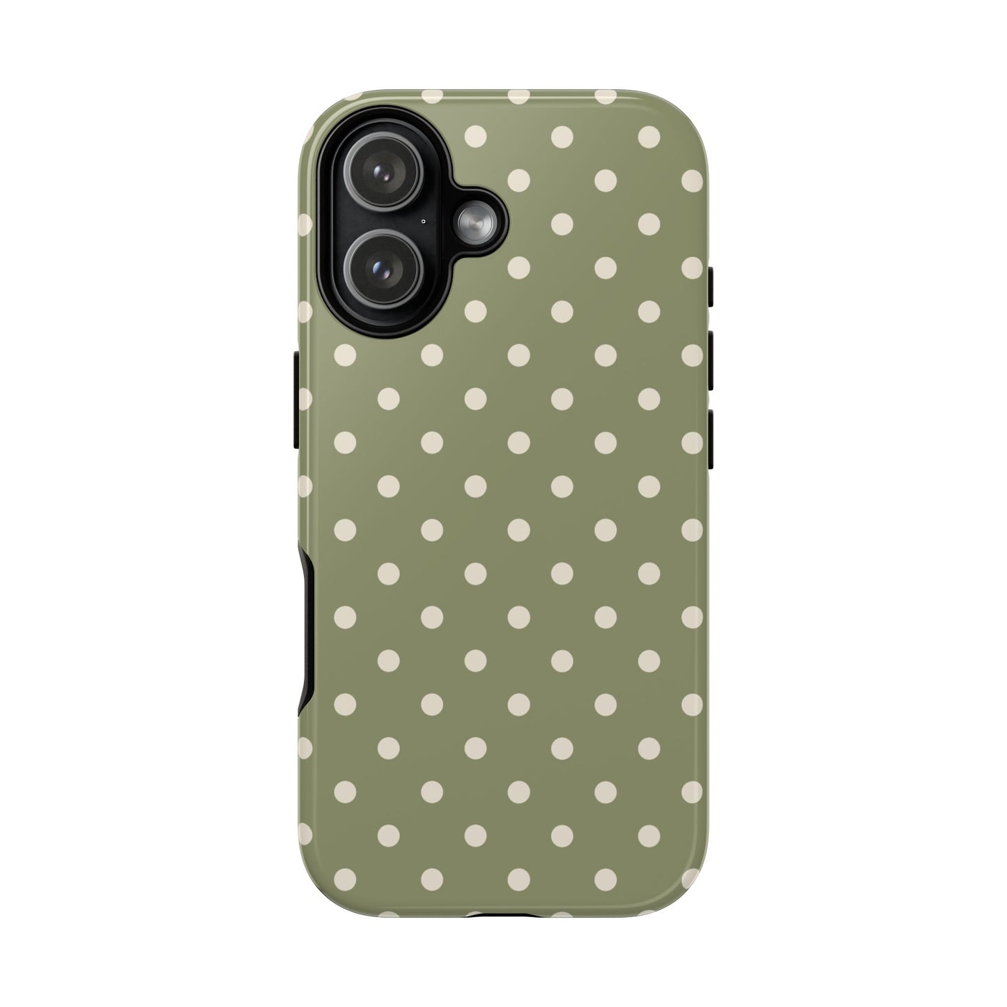 iPhone 17 / Glossy Phone Case - ’Green & White Dot Pattern’ Phone Case
