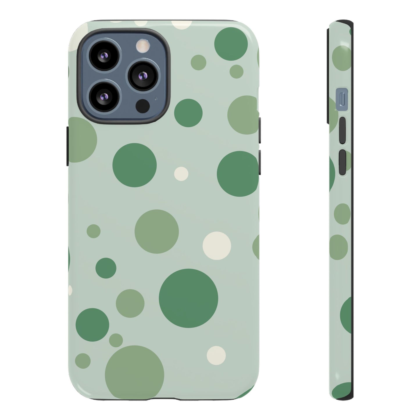 iPhone 13 Pro Max / Glossy Phone Case - ’Bold Green Dot Pattern’ Phone Case