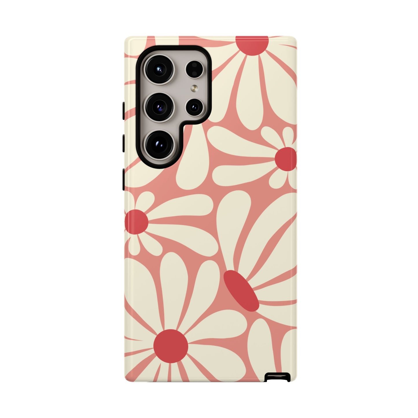 Samsung Galaxy S24 Ultra / Glossy Phone Case - ’Retro Pink Daisy Pattern’ Phone Case