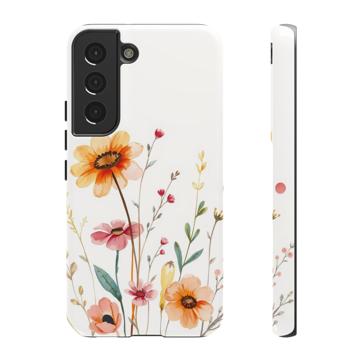 Samsung Galaxy S22 / Glossy Phone Case - Boho Chic Watercolour Wild Blooms Pattern Phone Case