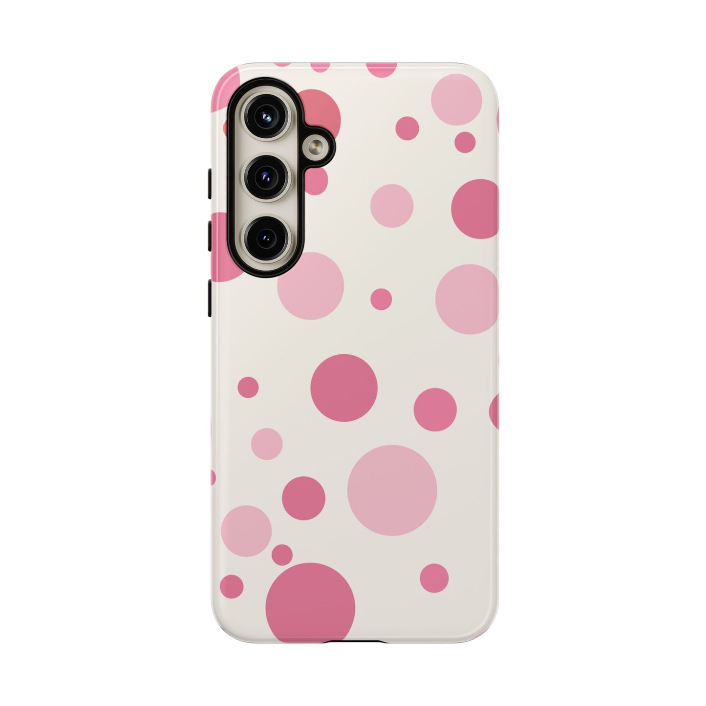 Samsung Galaxy S24 Plus / Glossy Phone Case - ’Bold White with Pink Dot Pattern’ Phone Case