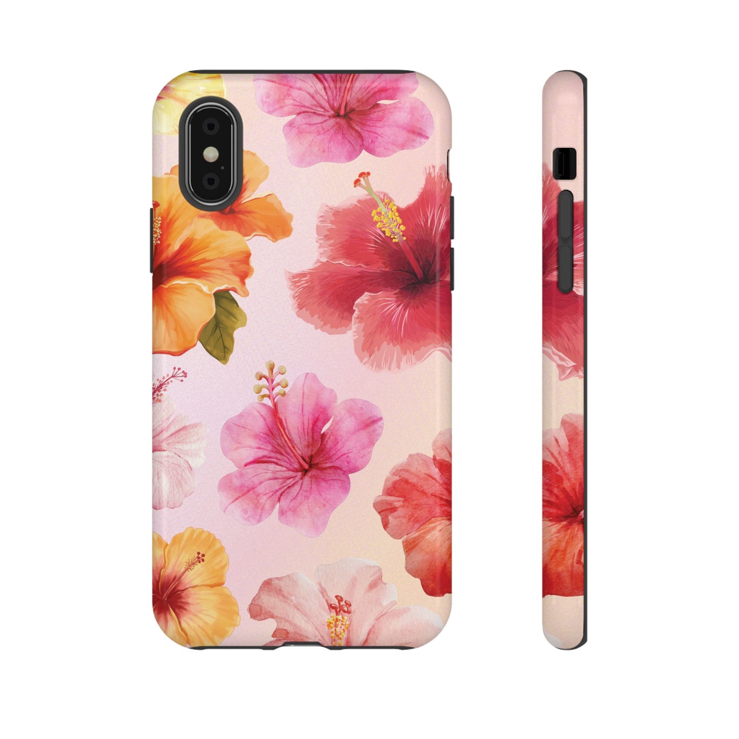 iPhone XS / Glossy Phone Case - ’Pink Hibiscus Pattern #2’ Phone Case