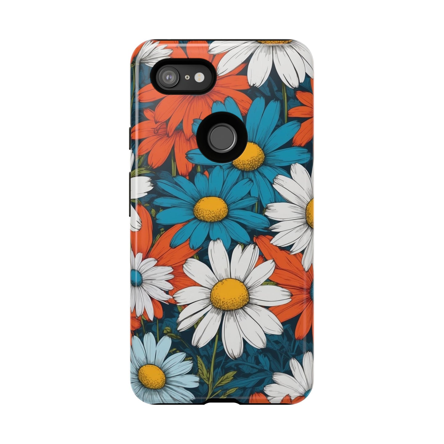 Pop Art Daisies Illustration "Red & Blue" Phone Case