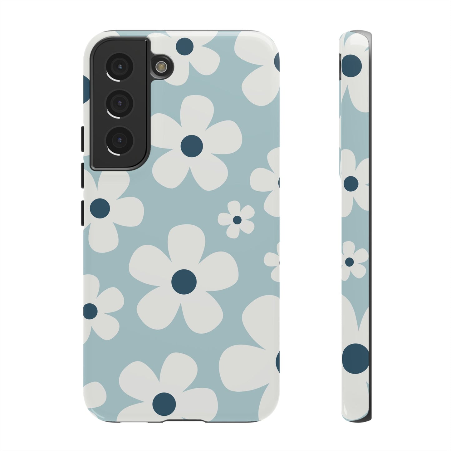 Samsung Galaxy S22 / Glossy Phone Case - Cute Light Blue Daisy Pattern Phone Case
