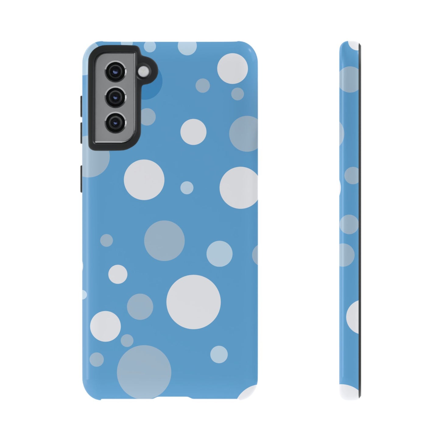 Samsung Galaxy S21 Plus / Glossy Phone Case - ’Bold Blue with White Dot Pattern’ Phone Case