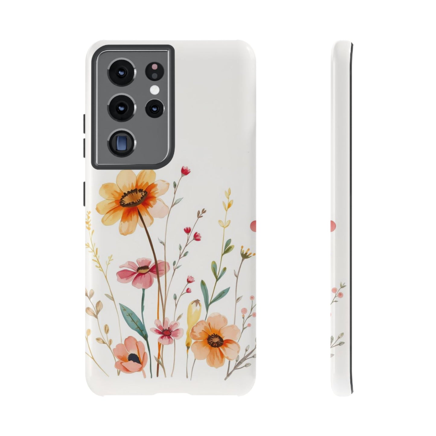 Samsung Galaxy S21 Ultra / Glossy Phone Case - Boho Chic Watercolour Wild Blooms Pattern Phone Case