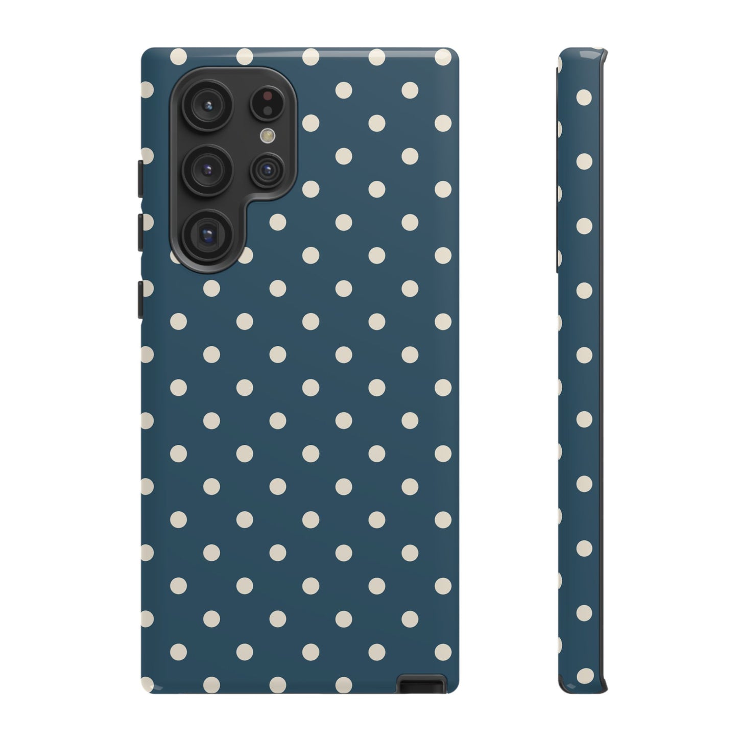 Samsung Galaxy S22 Ultra / Glossy Phone Case - ’Blue & White Dot Pattern’ Phone Case
