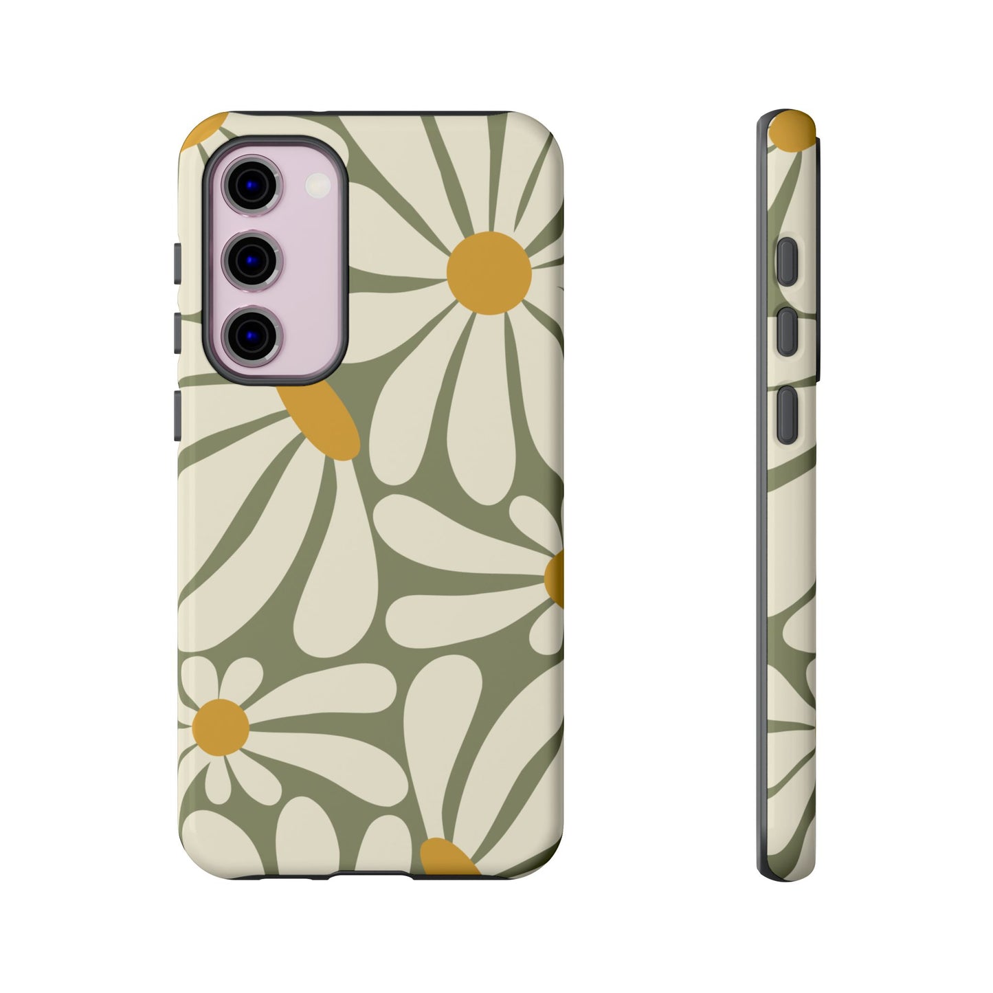 Samsung Galaxy S23 Plus / Glossy Phone Case - ’Retro Green Daisy Pattern #1’ Phone Case