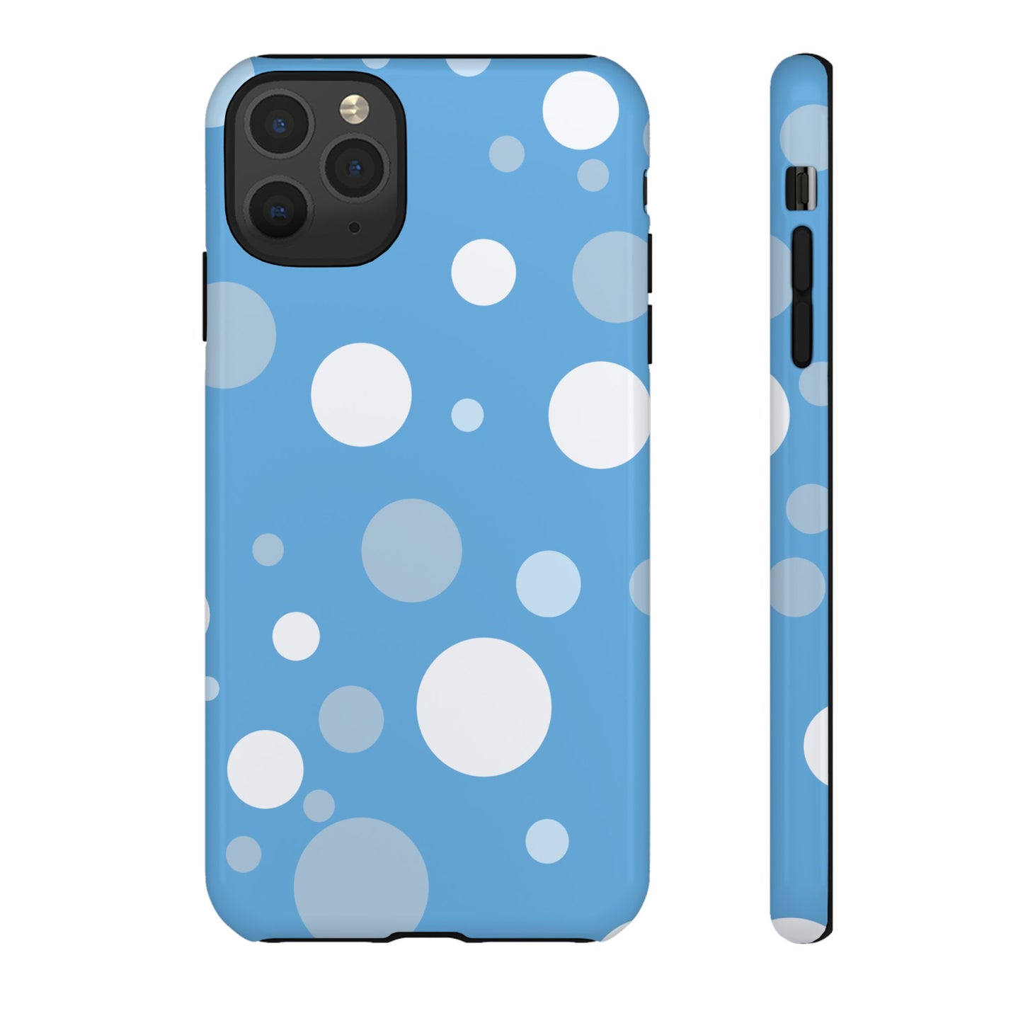 iPhone 11 Pro Max / Glossy Phone Case - ’Bold Blue with White Dot Pattern’ Phone Case