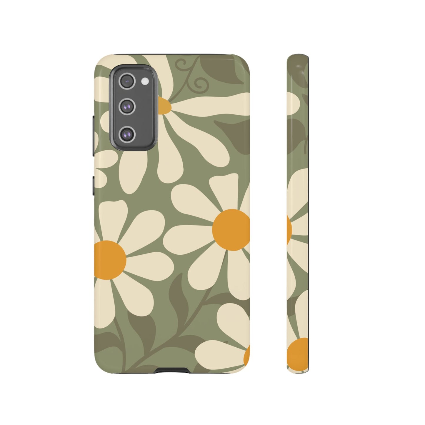 Samsung Galaxy S20 FE / Glossy Phone Case - ’Retro Green Daisy Pattern #2’ Phone Case