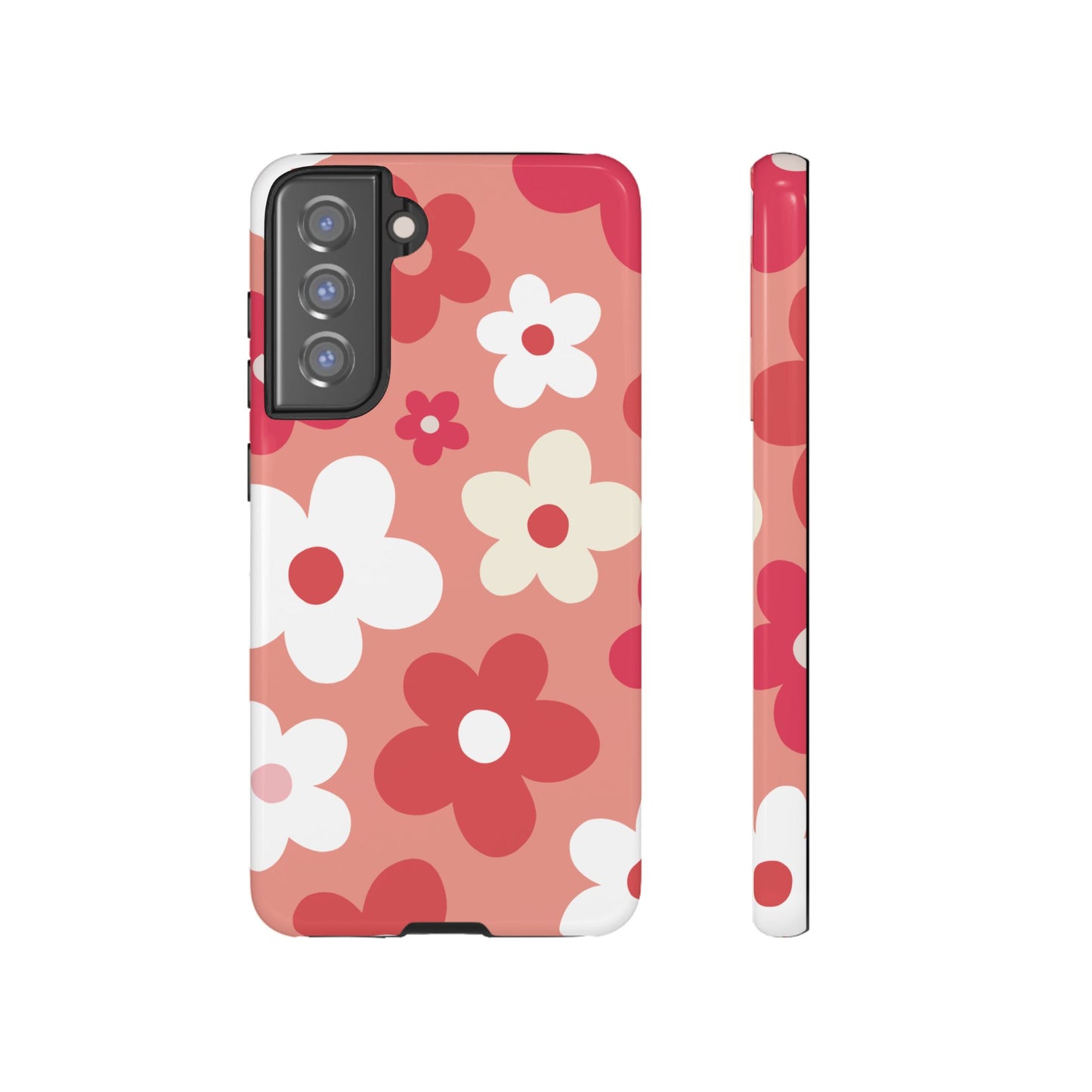 Samsung Galaxy S21 FE / Glossy Phone Case - ’Pink Daisy Pattern’ Phone Case