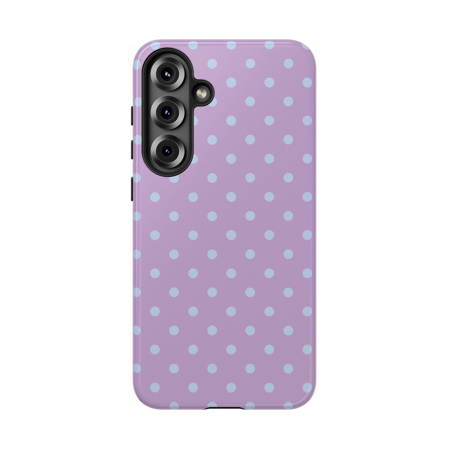 Samsung Galaxy S25 Plus / Glossy Phone Case - Trendy Lilac & Ice Blue Dot Pattern Phone Case