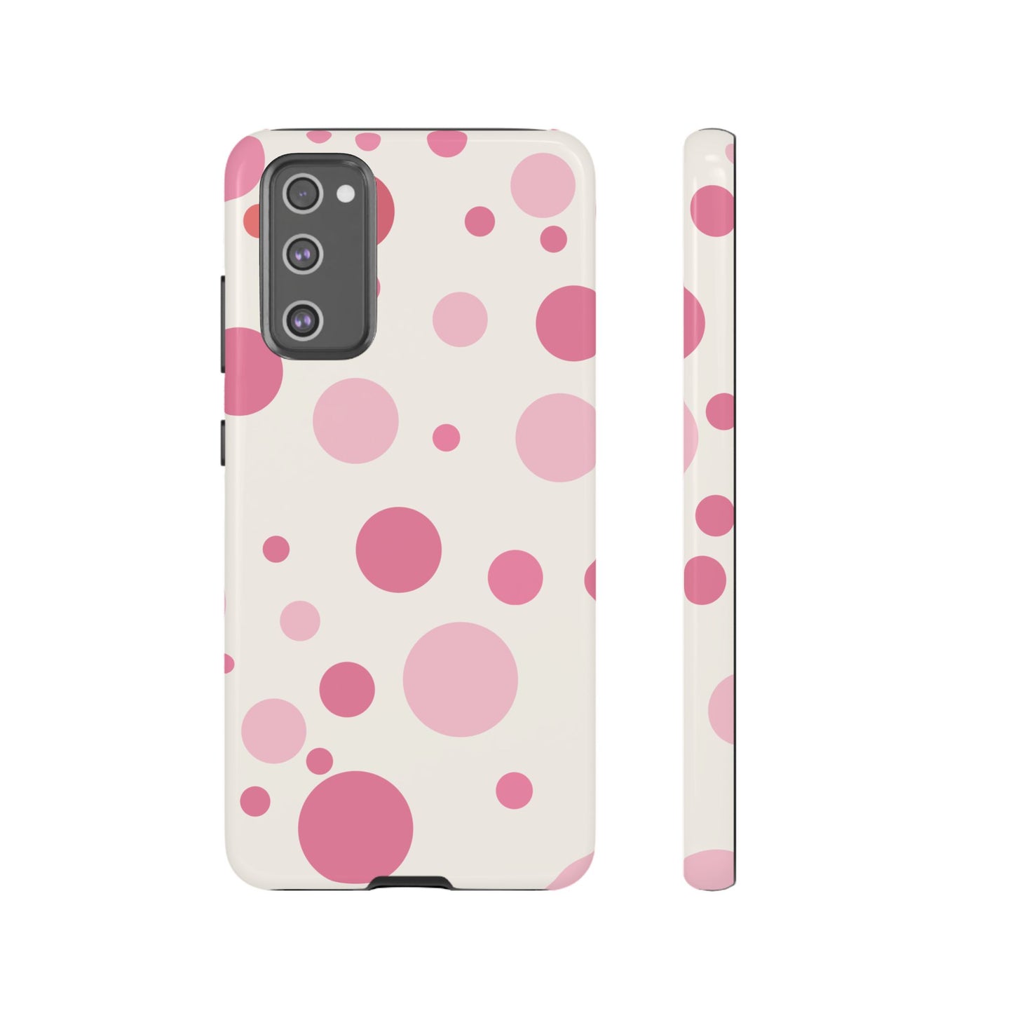 Samsung Galaxy S20 FE / Glossy Phone Case - ’Bold White with Pink Dot Pattern’ Phone Case
