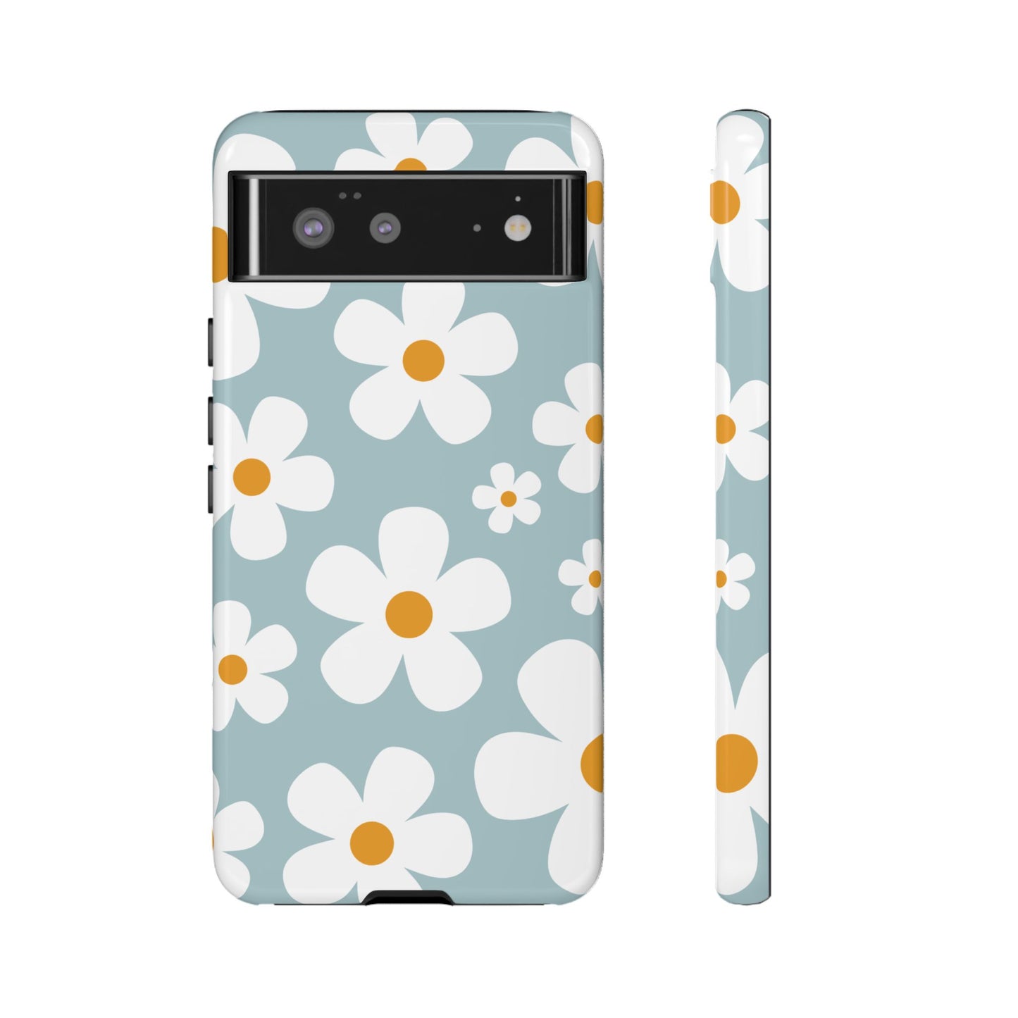 Google Pixel 6 / Glossy Phone Case - ’Blue Daisy Pattern’ Phone Case