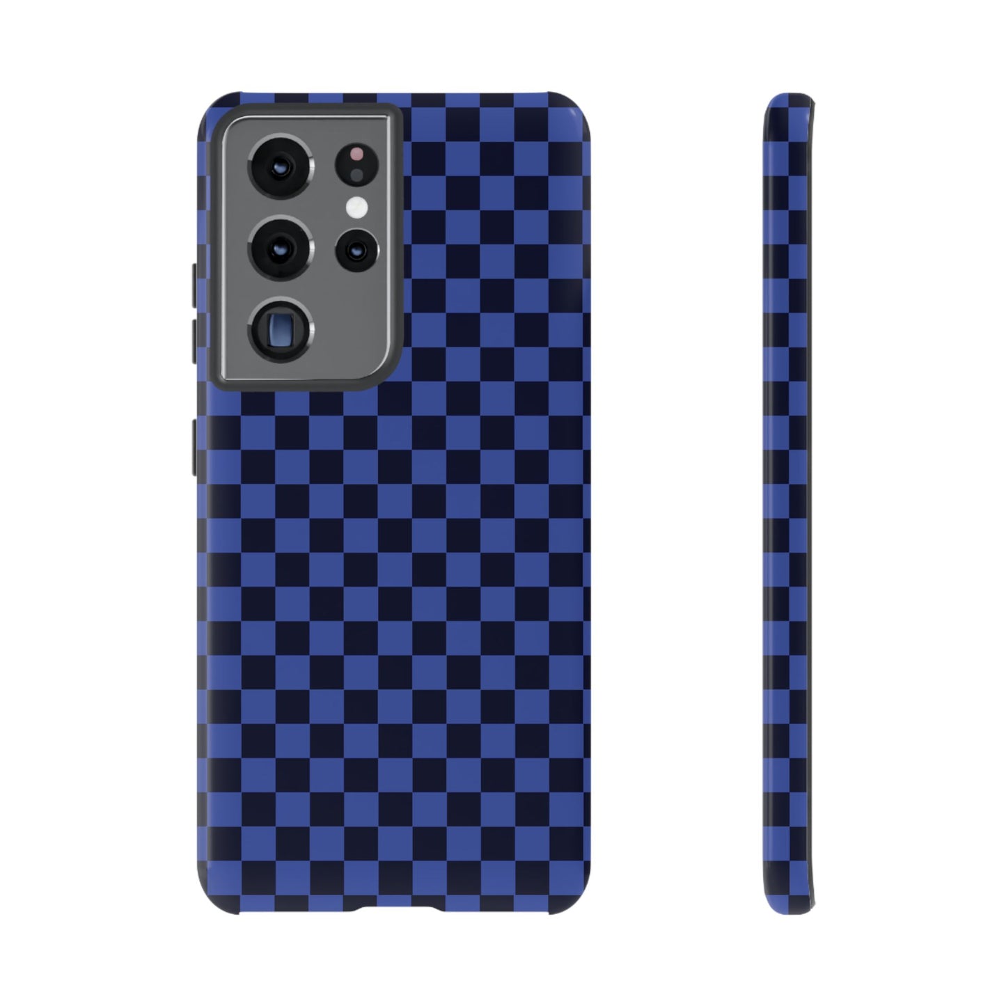 Samsung Galaxy S21 Ultra / Glossy Phone Case - ’Bold Blue Checkered Pattern’ Phone Case