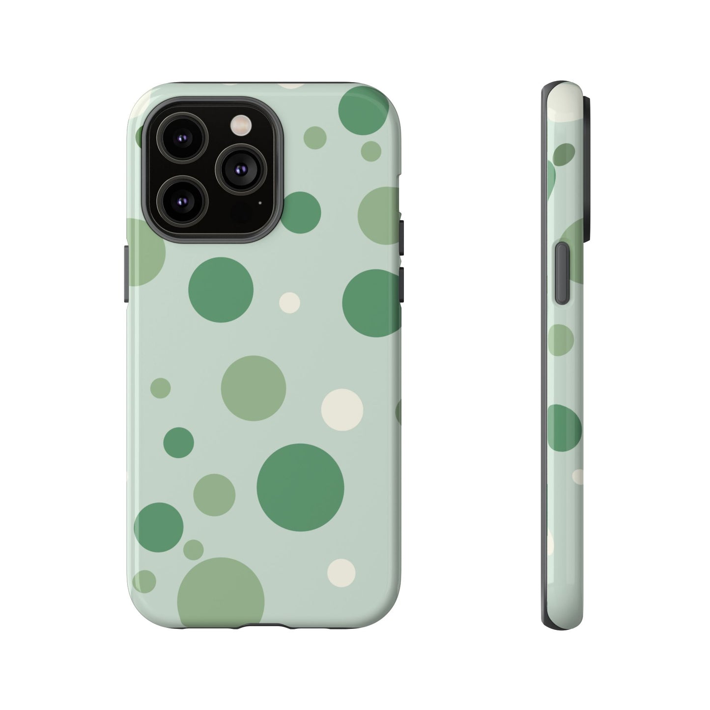 iPhone 14 Pro Max / Glossy Phone Case - ’Bold Green Dot Pattern’ Phone Case