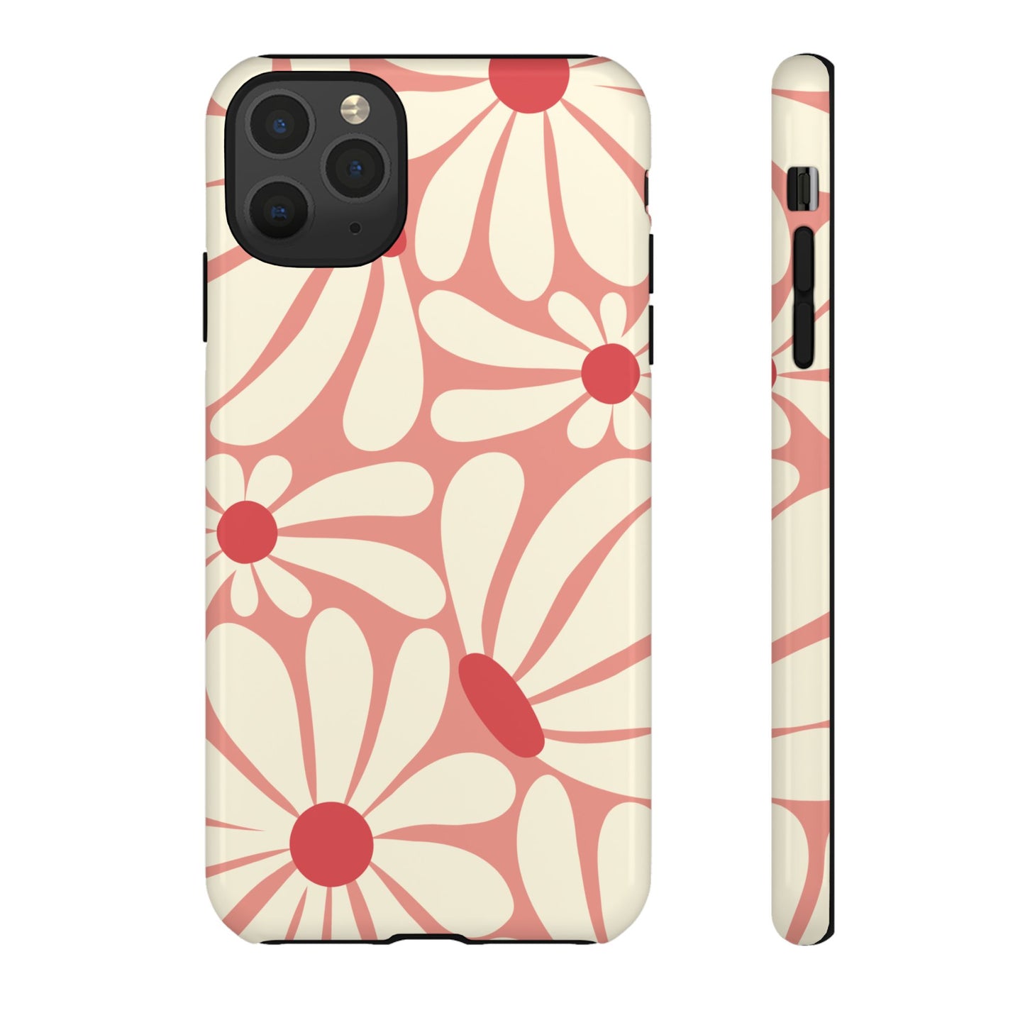 iPhone 11 Pro Max / Glossy Phone Case - ’Retro Pink Daisy Pattern’ Phone Case