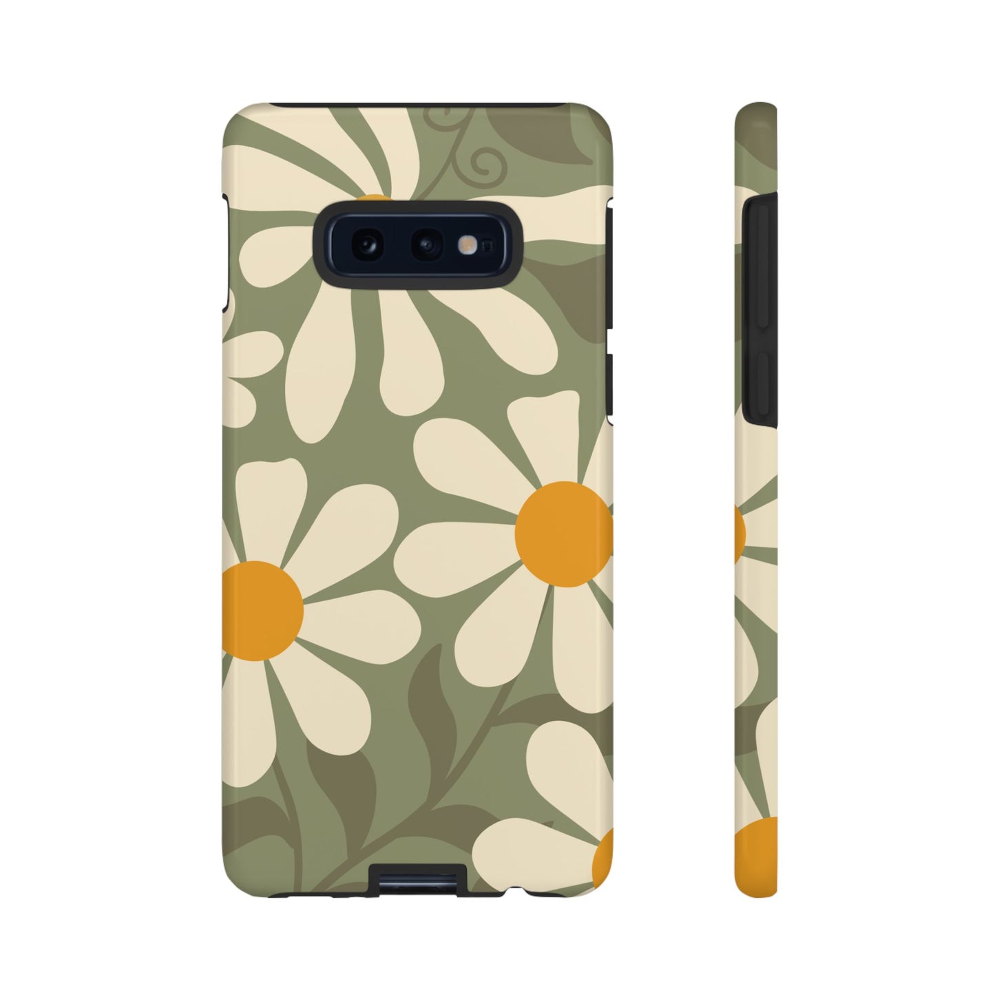 Samsung Galaxy S10E / Glossy Phone Case - ’Retro Green Daisy Pattern #2’ Phone Case
