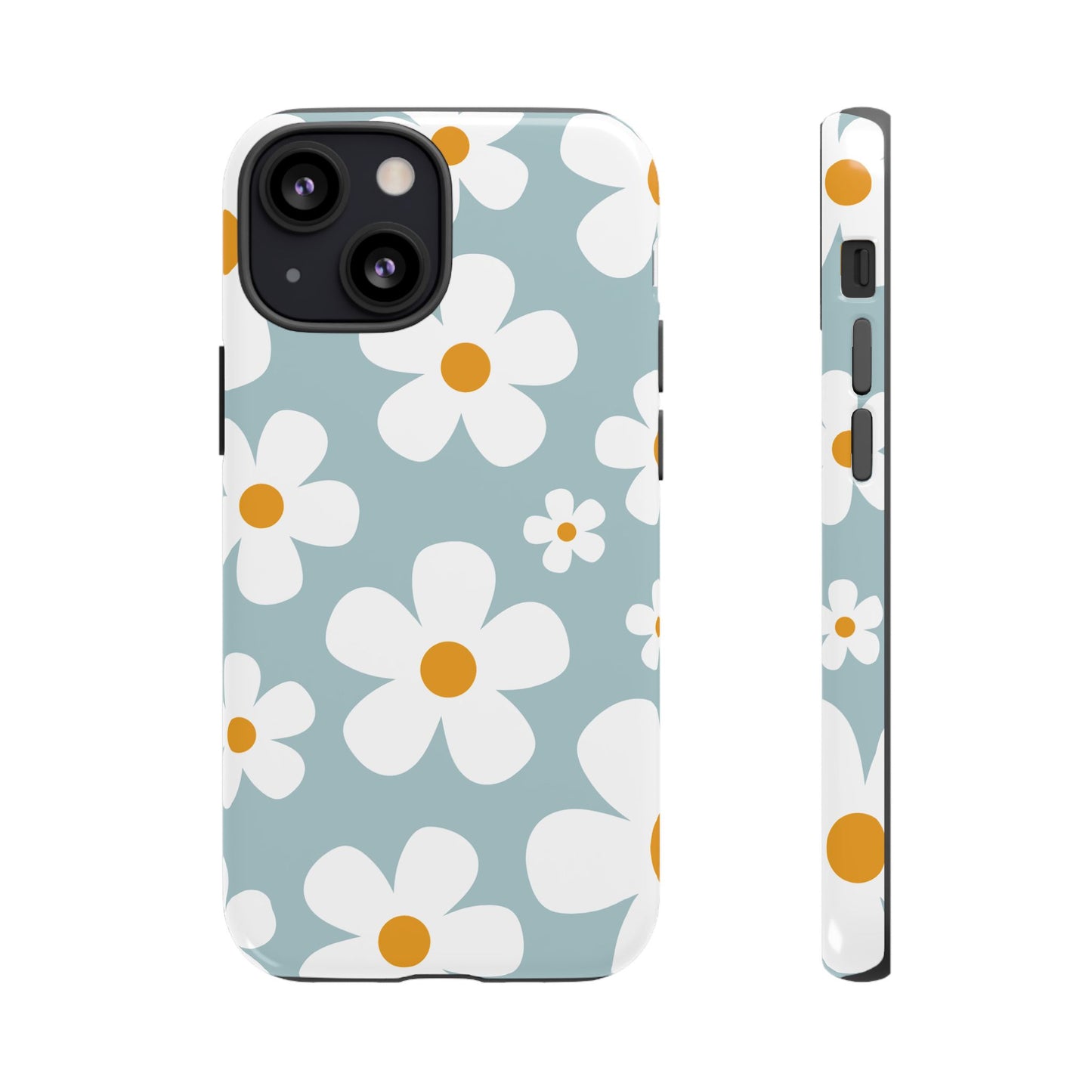 iPhone 13 Mini / Glossy Phone Case - ’Blue Daisy Pattern’ Phone Case