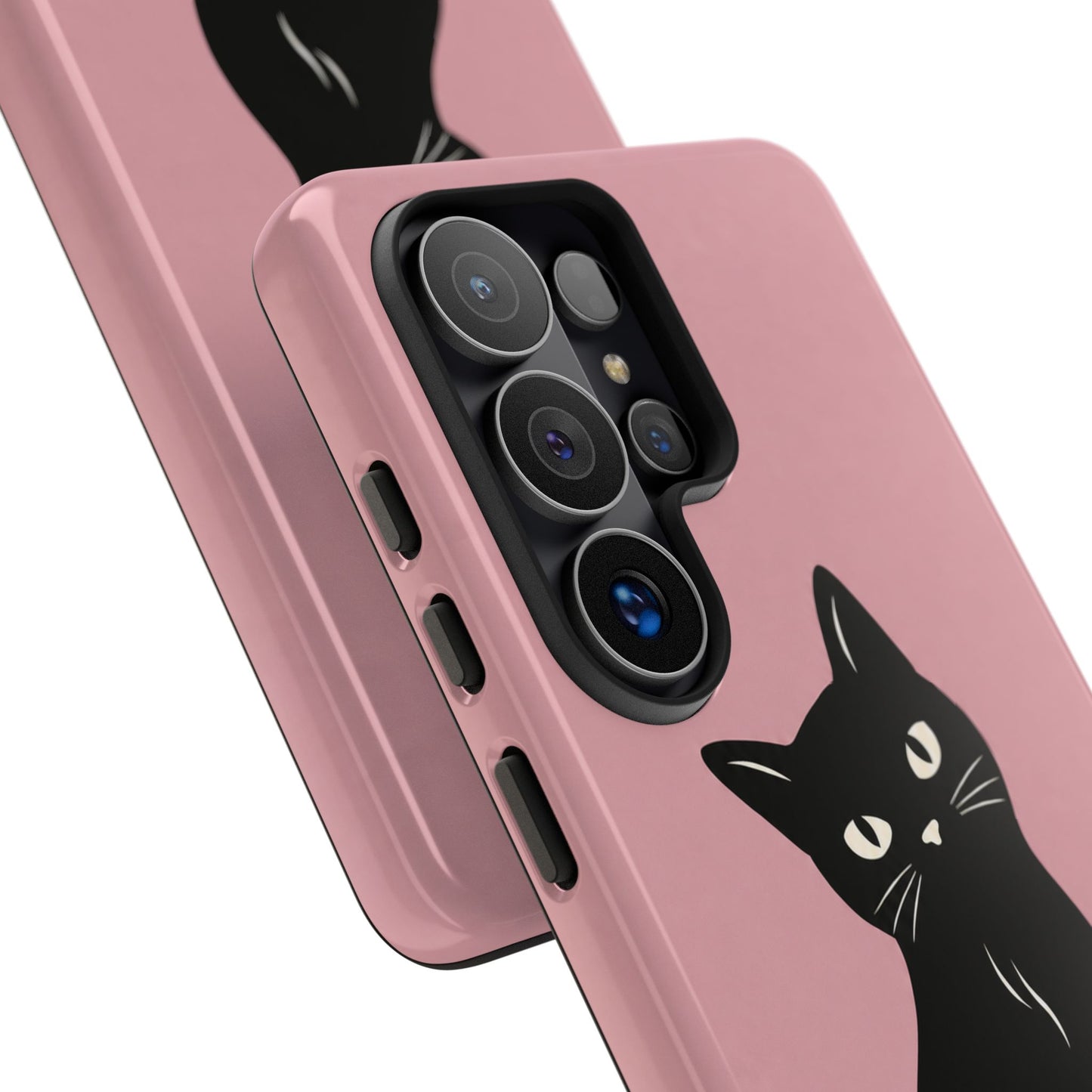 Minimalist Blush Pink & Black Cat Phone Case