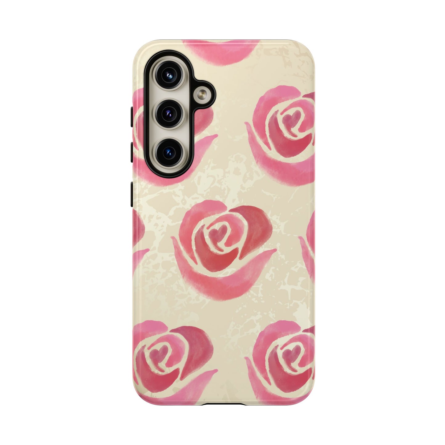 Samsung Galaxy S24 / Glossy Phone Case - ’Pink Rose Pattern’ Phone Case
