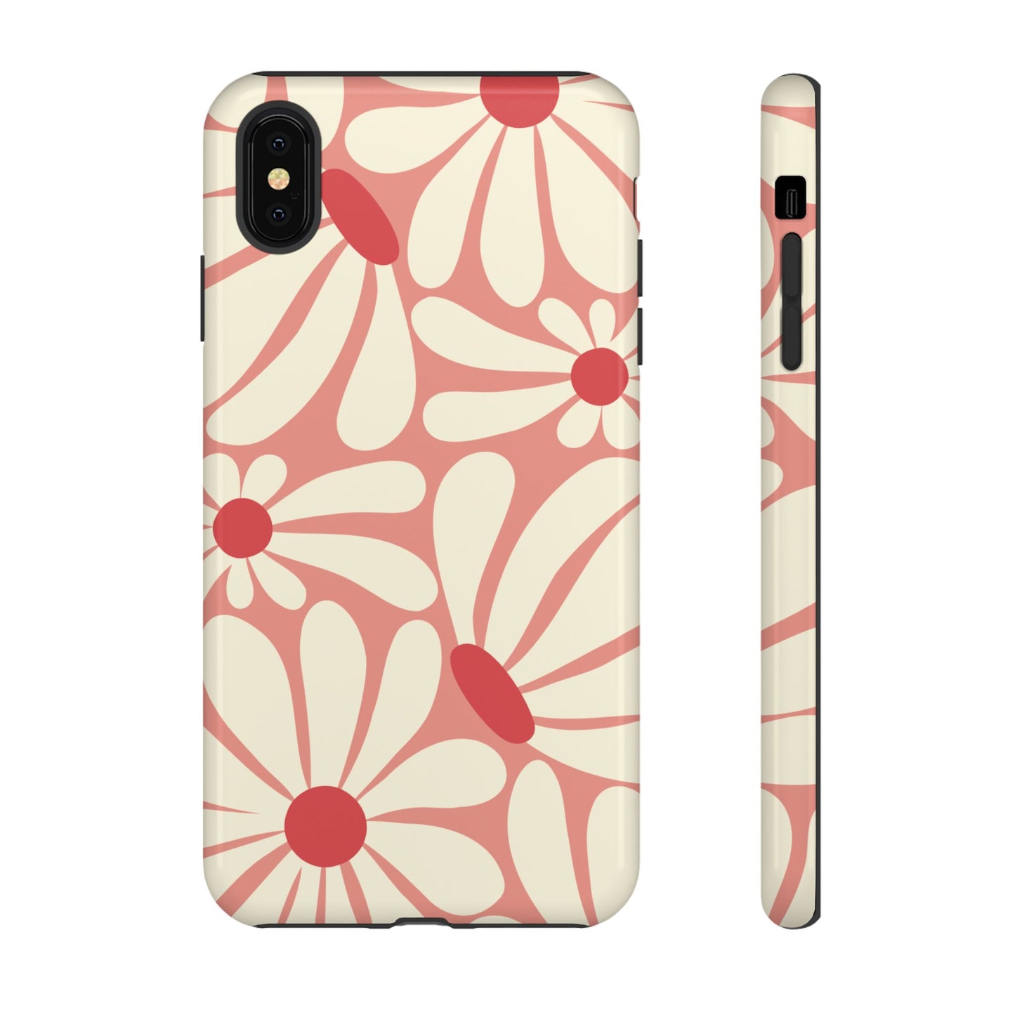 iPhone XS MAX / Glossy Phone Case - ’Retro Pink Daisy Pattern’ Phone Case