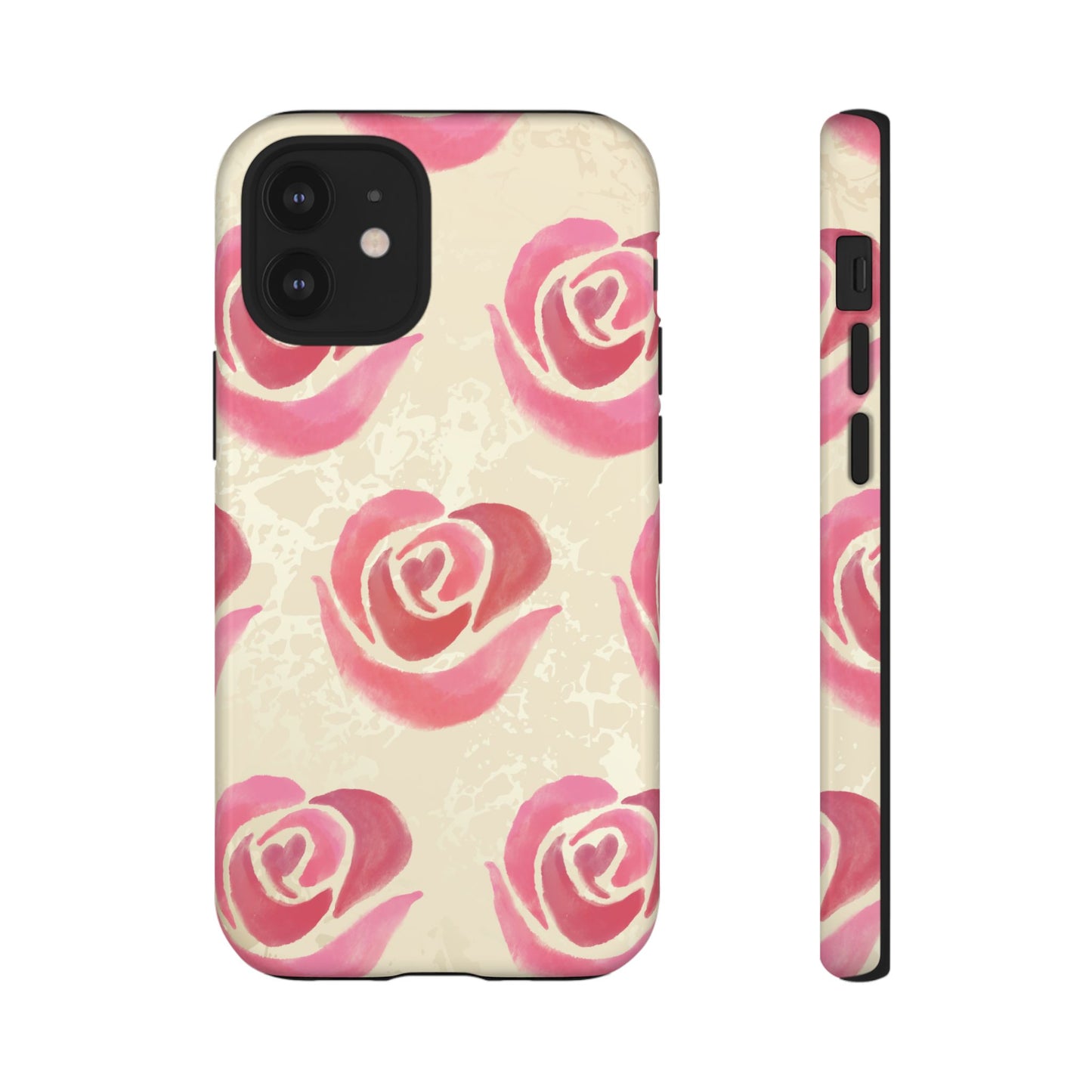 iPhone 12 Mini / Glossy Phone Case - ’Pink Rose Pattern’ Phone Case