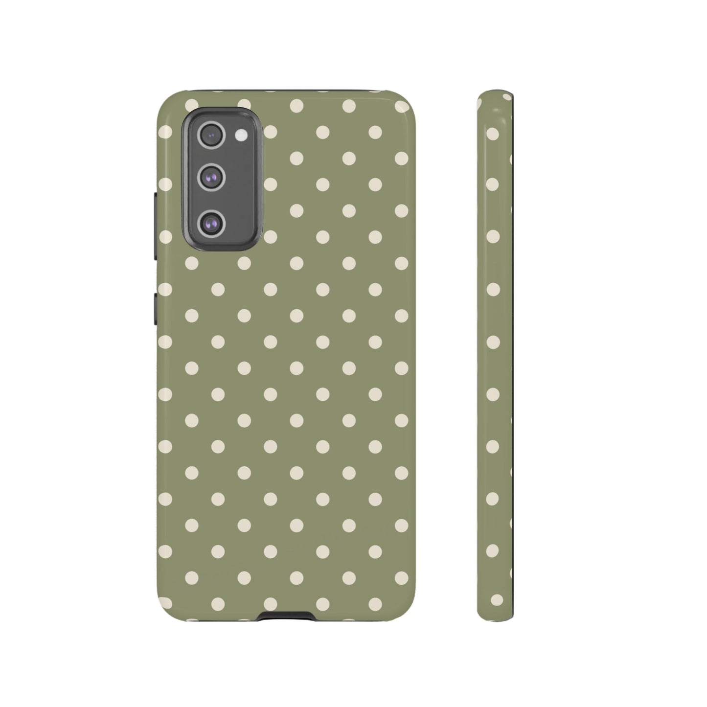Samsung Galaxy S20 FE / Glossy Phone Case - ’Green & White Dot Pattern’ Phone Case